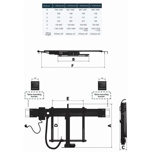 Sabaj TV Lift K5 Premium RF - 49 t/m 70 inch