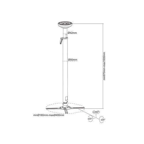 Multibrackets Projector Plafondsteun HD 970-1500mm
