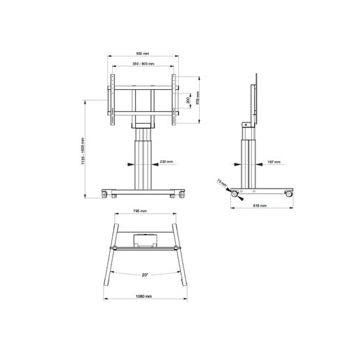 Multibrackets Motorized Public Floorstand 160kg Black SD