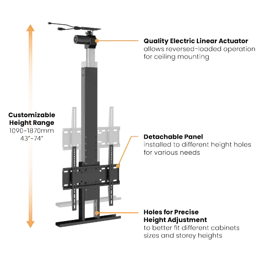 MyWall Elektrische Verticale inbouw vloer en plafond TV lift HP 64 L
