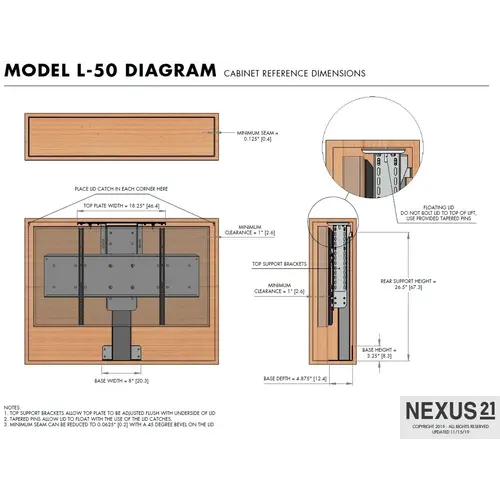 Nexus 21 TV Lift  Nexus 21 Model L-50 (40-65")