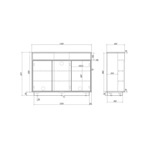 Multibrackets AV Cabinet TV-Lift 55” White