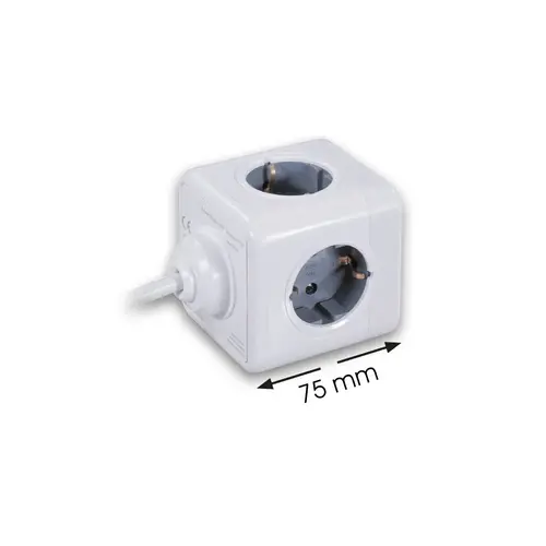 MaxTrack PowerCube Verlengblok 4x Stroom, 2x USB - 1.8 meter  Grijs