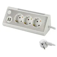 Tafelcontactdoos - 3x Stroom, 2x USB lader 3,0 meter - Wit