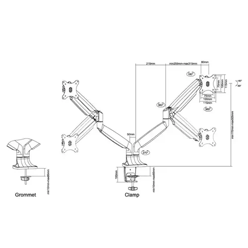 NeoMounts Monitorarm voor 2 schermen - NM-D750DWHITE