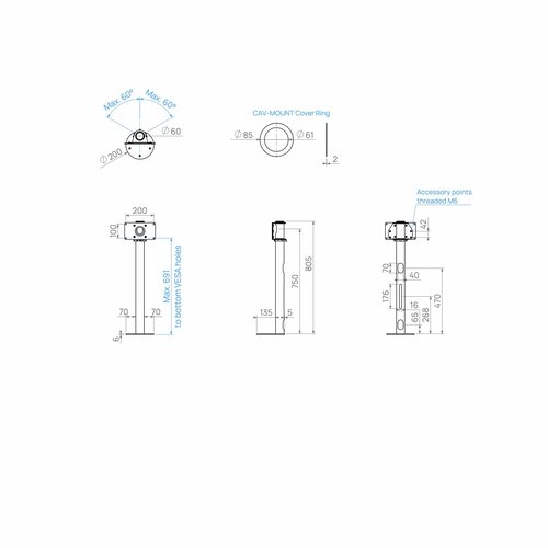 Cavus Meubel Mount - TV Standaard voor Meubel - 80 cm Zwart VESA 100x200