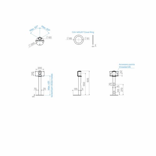 Cavus Meubel Mount - TV Standaard voor Meubel - 60 cm Zwart VESA 100x200