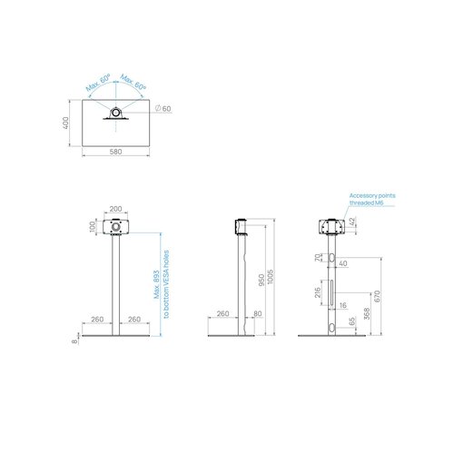 Cavus TV Standaard Square 100 cm Zwart VESA 200x100 mm