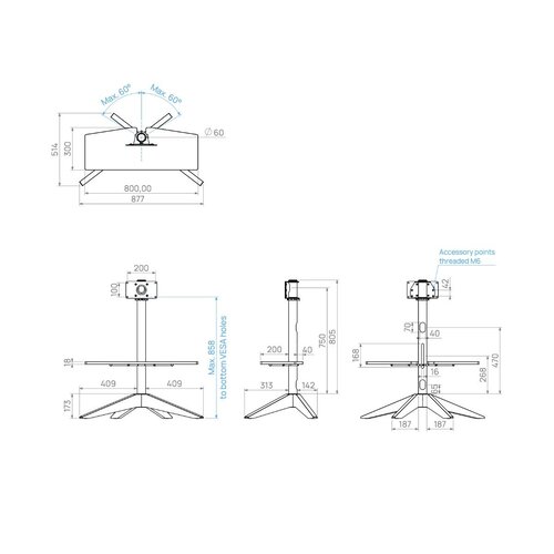 Cavus TV Standaard Cross 100 Hout/Zwart - VESA 100x200