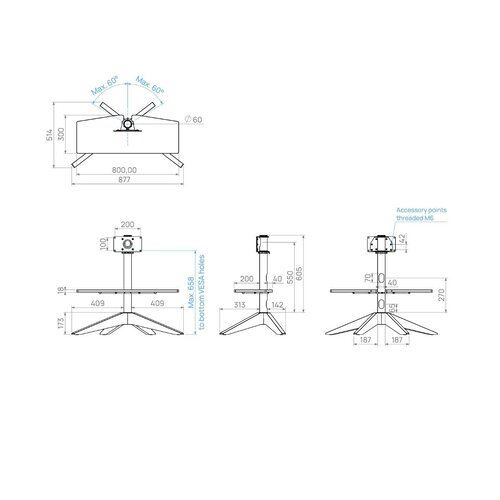 Cavus TV Standaard Cross 80 Hout/RVS - VESA 100x200