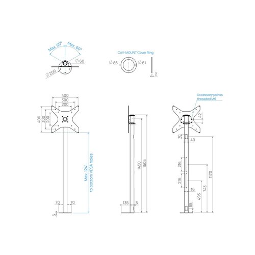 Cavus Meubel Mount - TV Standaard voor Meubel - 150 cm RVS VESA 400x400