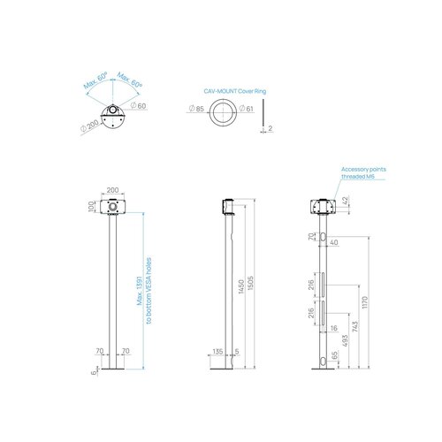 Cavus Meubel Mount - TV Standaard voor Meubel - 150 cm Zwart VESA 100x200