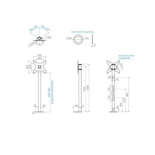 Cavus Meubel Mount - TV Standaard voor Meubel - 150 cm Zwart VESA 300x300