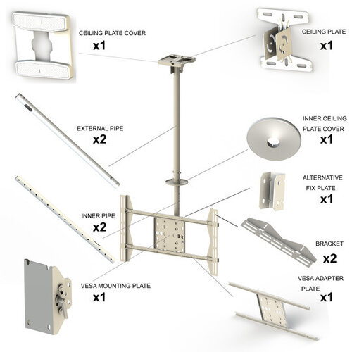 Multibrackets M Public Plafondbeugel Large Single 3000 White