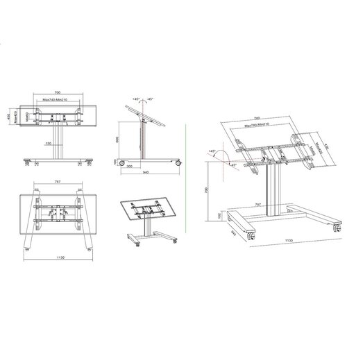 Multibrackets Public Display Stand 80 HD Wheelbase Single -  32-55'' [zilver]