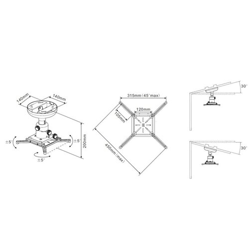 Multibrackets Universal Projector Plafondbeugel 200 met Fine tune Multibrackets Universal Projector Plafondbeugel 200 met Fine tune