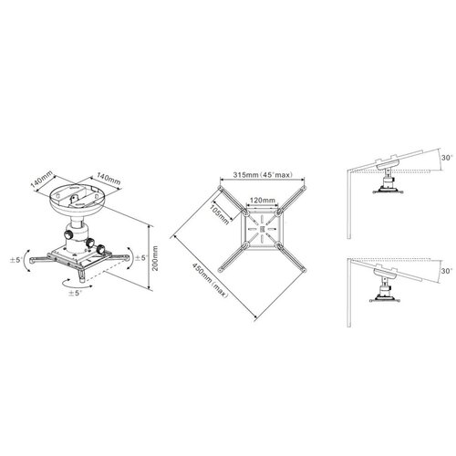 Multibrackets Universal Projector Plafondbeugel 200 met Fine tune