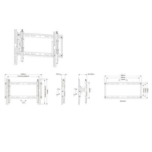 Multibrackets Universal Push Out Tilt 600