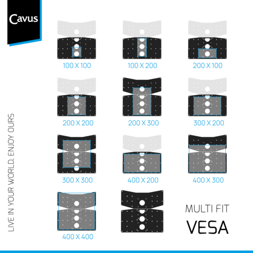 Cavus TV Standaard Square 100 cm Multi-Fit VESA Met Sonos Arc FrameZwart