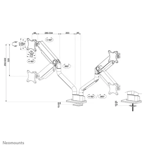 Neomounts Next One Dubbele Monitorarm DS70S-950BL2