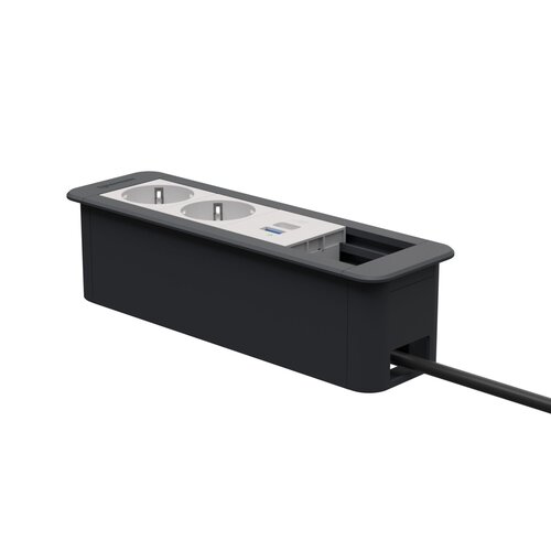 Kindermann CablePort Office Frame 2x Stroom , USB C + A lader, 1x Leeg USB PD & Quick Charge
