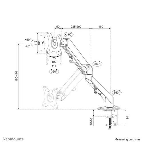 NeoMounts Monitorarm DS70-700BL1