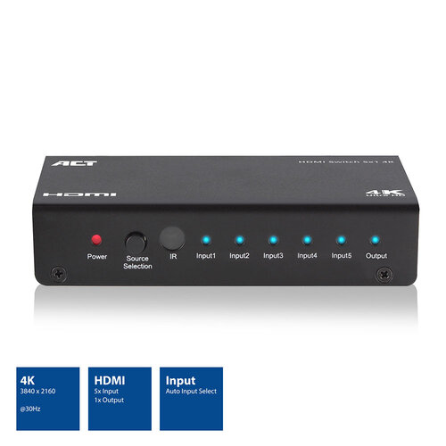 ACT HDMI Switch 5 in, 1 uit