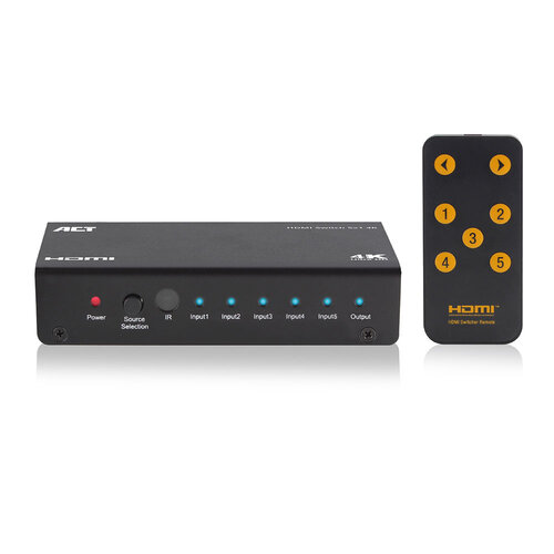 ACT HDMI Switch 5 in - 1 uit met afstandsbediening