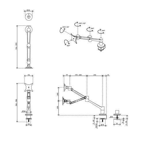 Dataflex ViewLite Notebook Arm Zilver