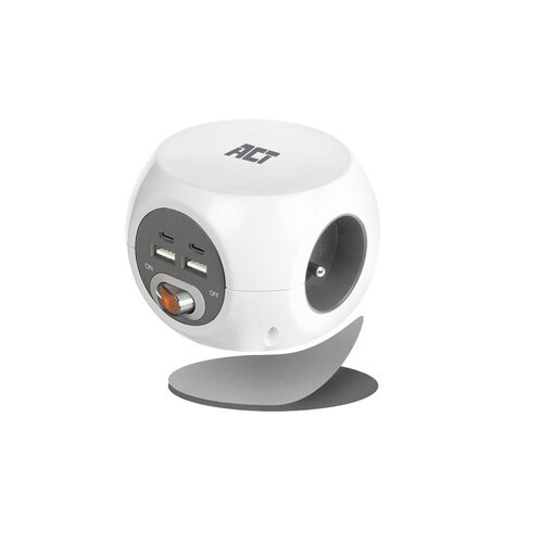 ACT PowerCube 3x Stroom (Type E), 1x USB C, 1x USB A - 1.5 meter Grijs