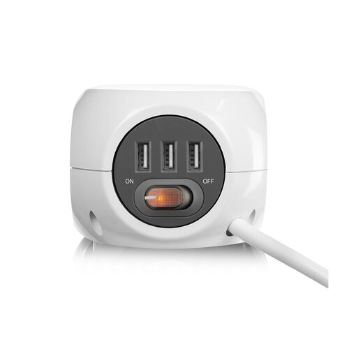 ACT PowerCube 3x Stroom (Type E), 3x USB A - 1.5 meter Grijs