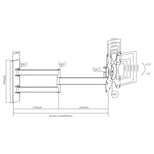 DQ Wall Support TV Beugel Triple Rotate L