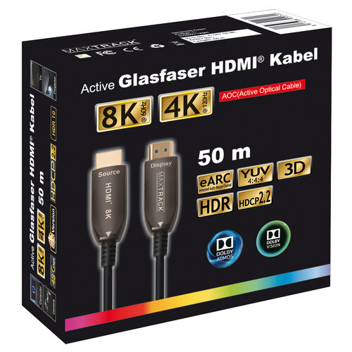 MaxTrack Actieve HDMI Ultra High Speed Glasvezel kabel - 50 meter