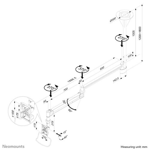 Neomounts Medische Plafondbeugel FPMA-HAC100HC