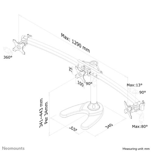 Neomounts Monitorarm/Standaard voor 3 schermen FPMA-D700DD3