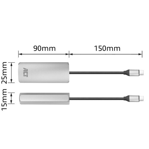 ACT USB C male -RJ 45 female Gigabit Ethernet Adapter
