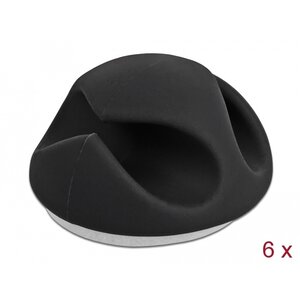 DeLock Zelfklevende Duo Kabelclips (6 stuks) Zwart
