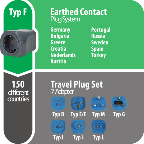 Brennenstuhl 7 voudige reis adapter - Wereld naar Europa