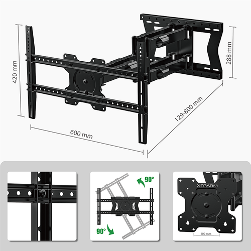 XTRARM TV Beugel Cratos 80 cm Double Rotate 600