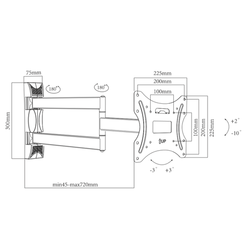DQ Wall Support TV beugel Alpha Turn 70 cm