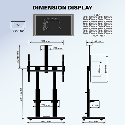 XTRARM TV Standaard Duolite Elektrisch Beuken/Wit