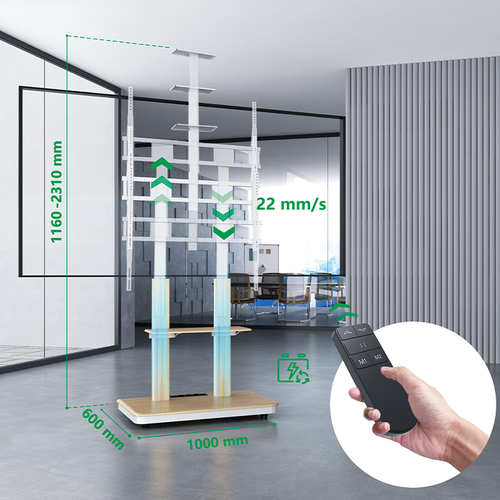 XTRARM TV Standaard Duolite Elektrisch Beuken/Wit