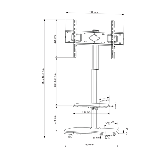 XTRARM TV Standaard Stellar Walnoot/Zwart