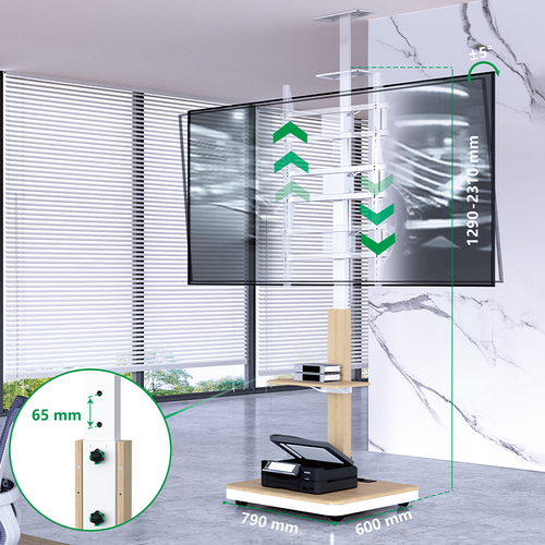 XTRARM TV Standaard Elite Manueel Wit/Beuken