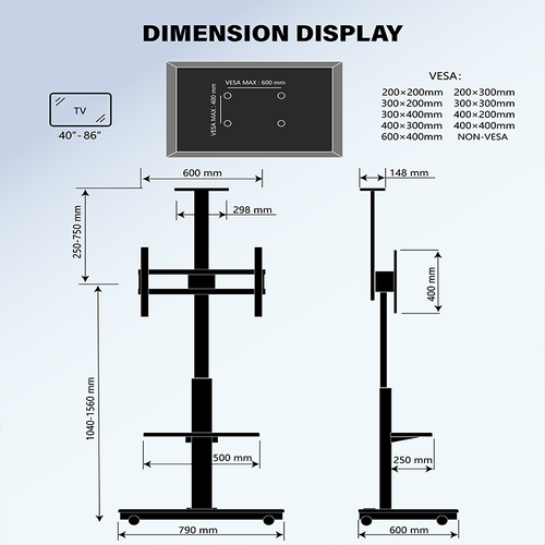 XTRARM TV Standaard Elite Manueel Wit/Beuken