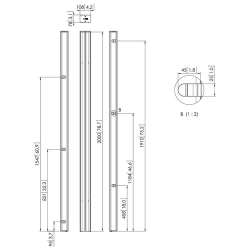 Vogel's PUC2720S Buis 200 cm Silver