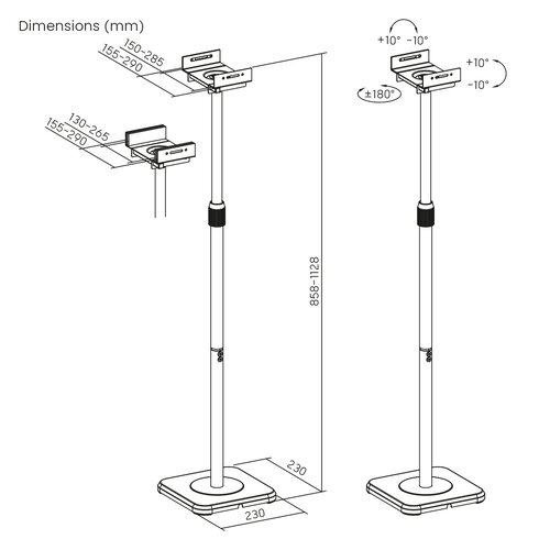 MyWall Universele Speakerstandaard met Klem HS 34 L