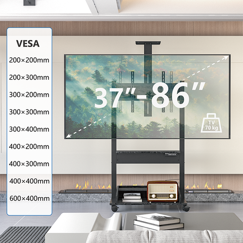 DQ Wall Support Elektrische TV Standaard Zelos Zwart