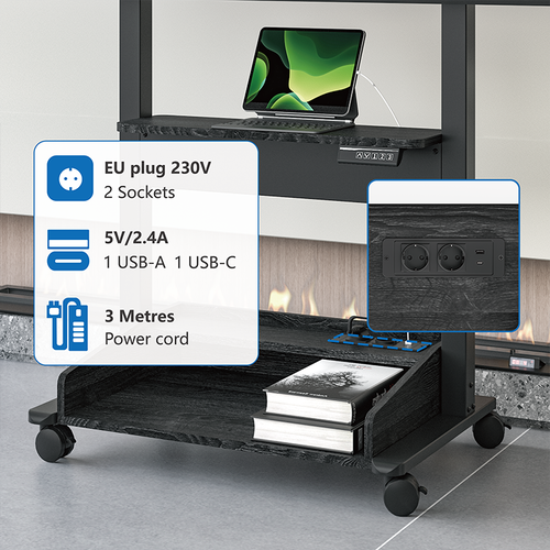 DQ Wall Support Elektrische TV Standaard Zelos Zwart
