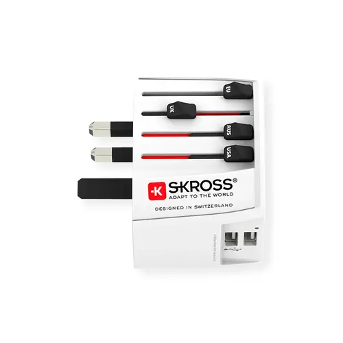 Skross Wereld Reisadapter met 2 USB Poorten